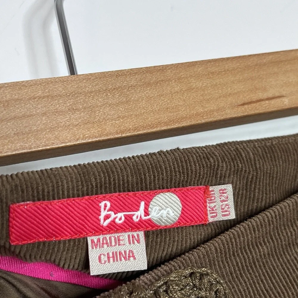 Boden Short Corduroy Skirt Brown Womens US 12 Boho Festival 70s Hippie Western